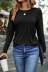 Asymmetric Exposed Seam Detail Drop Shoulder Crew Neck Pullover Top
